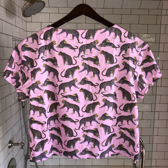 Jcrew Vneck Popover Crop in Lilac Cheetah Print - Picture 2 of 4